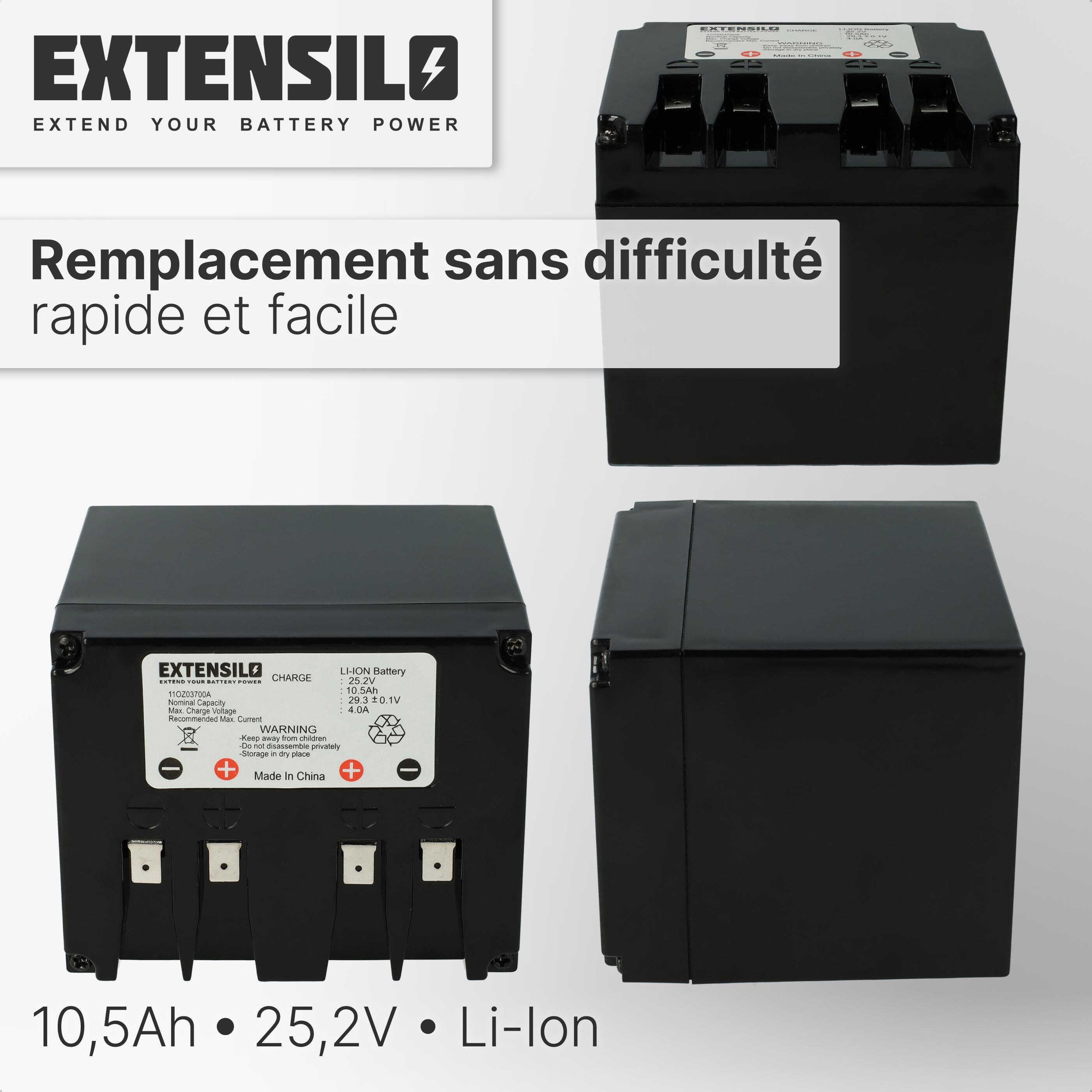 EXTENSILO Batterie compatible avec Stiga Autoclip 328 S, 125, 127, 140, 140 4WD, 145, 325, 327 robot tondeuse (10500mAh, 25,2V, Li-ion) - 4