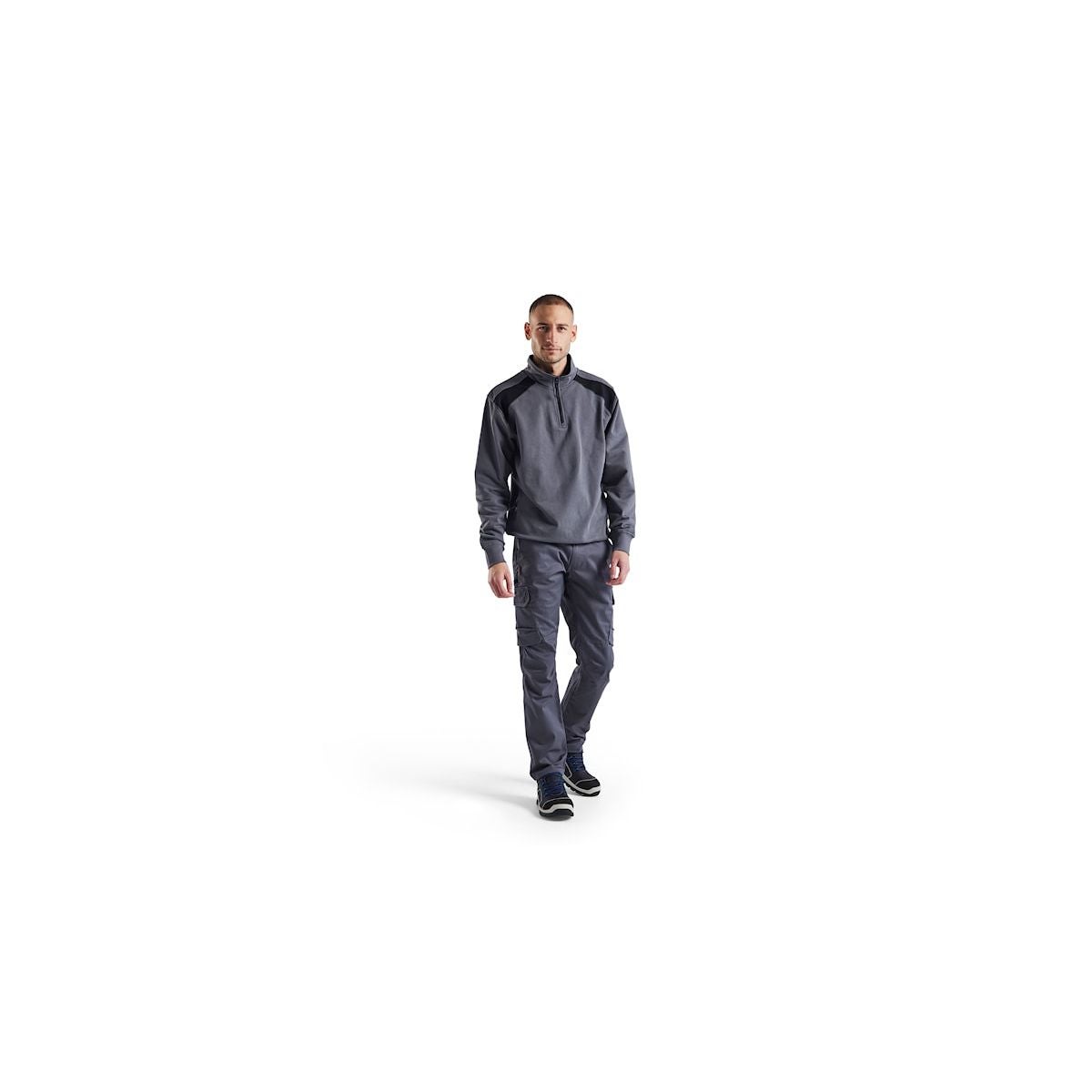 Sweat col camionneur bicolore Gris moyen/Noir - Blaklader - Taille S - 5