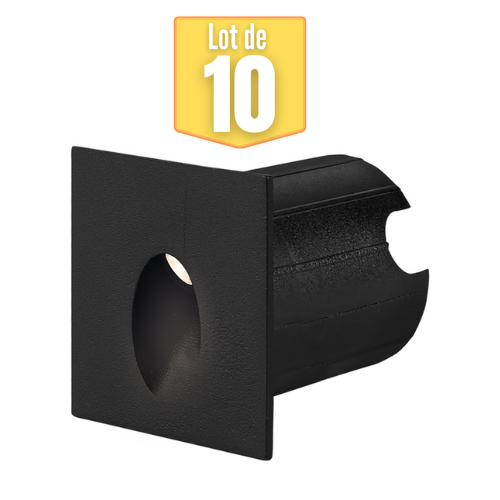 Lote de 10 mini focos led de pared braytron vector d, cuadrados, negros, 2w, 3000k, ip65