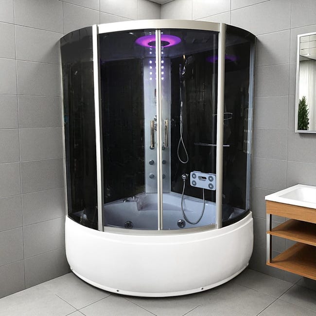 Bañera-ducha de hidromasaje de esquina 130 x 130 cm Aster