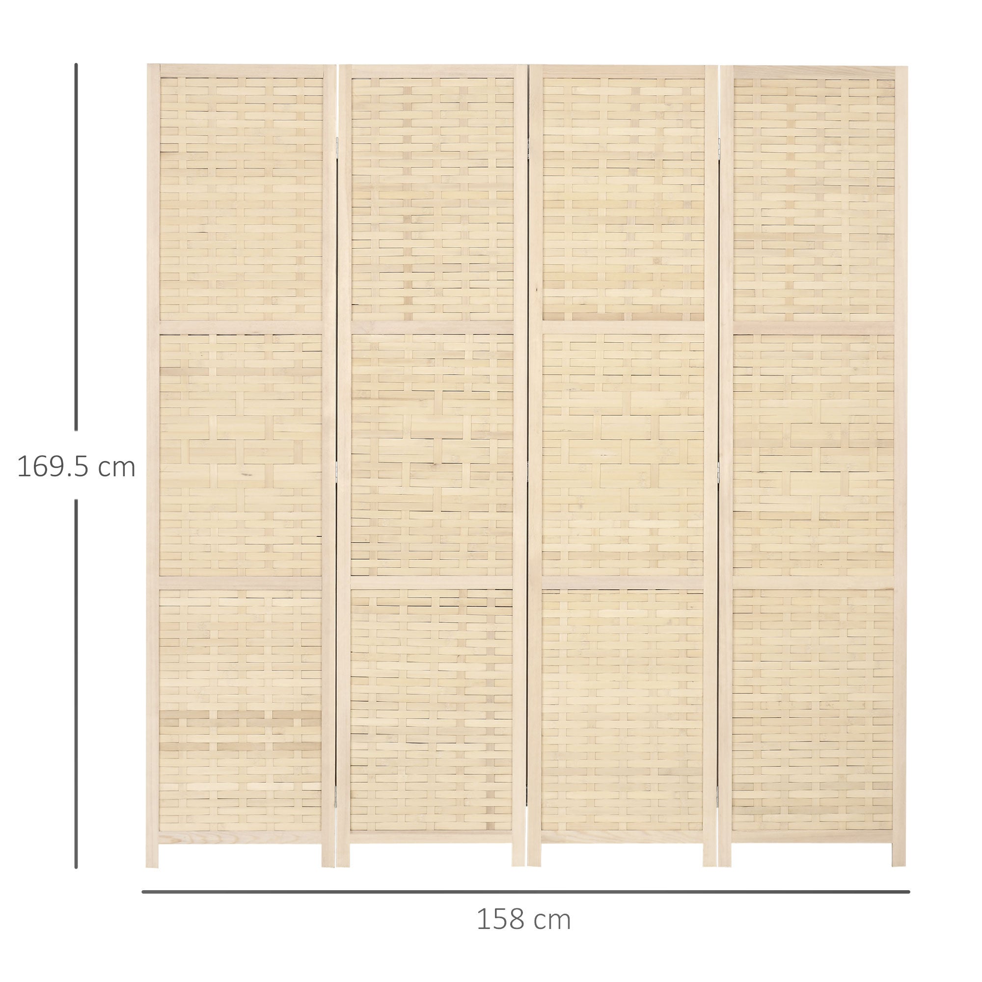Moustiquaire intérieure 4 portes bois bambou tissé séparation pliante économisant espace hauteur 170 cm naturelle - 5