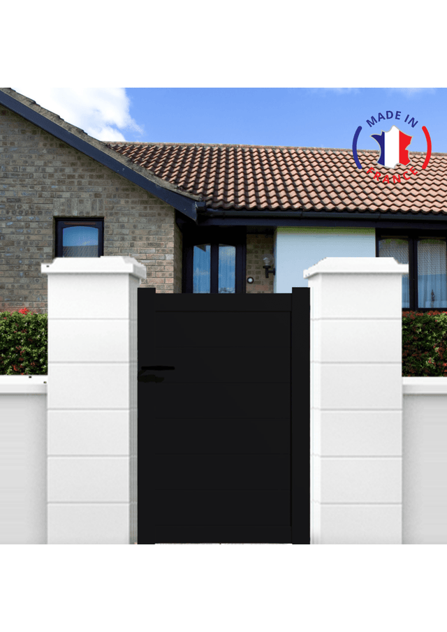 Portillon aluminium modèle plein en kit dimensions L.1000 (entre piliers) x H.1700 mm Couleurs Noir (RAL 9005)