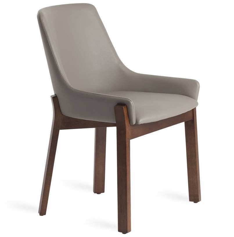 Silla sylva contemporánea de madera de fresno y piel sintética - juego de 2-color aqua 04 beige
