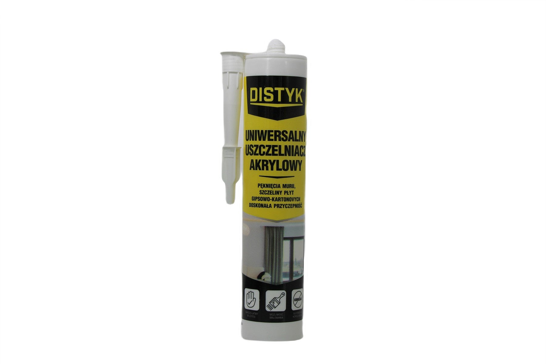 Uszczelniacz akrylowy uniwersalny malowalny Biały 280 ml DISTYK