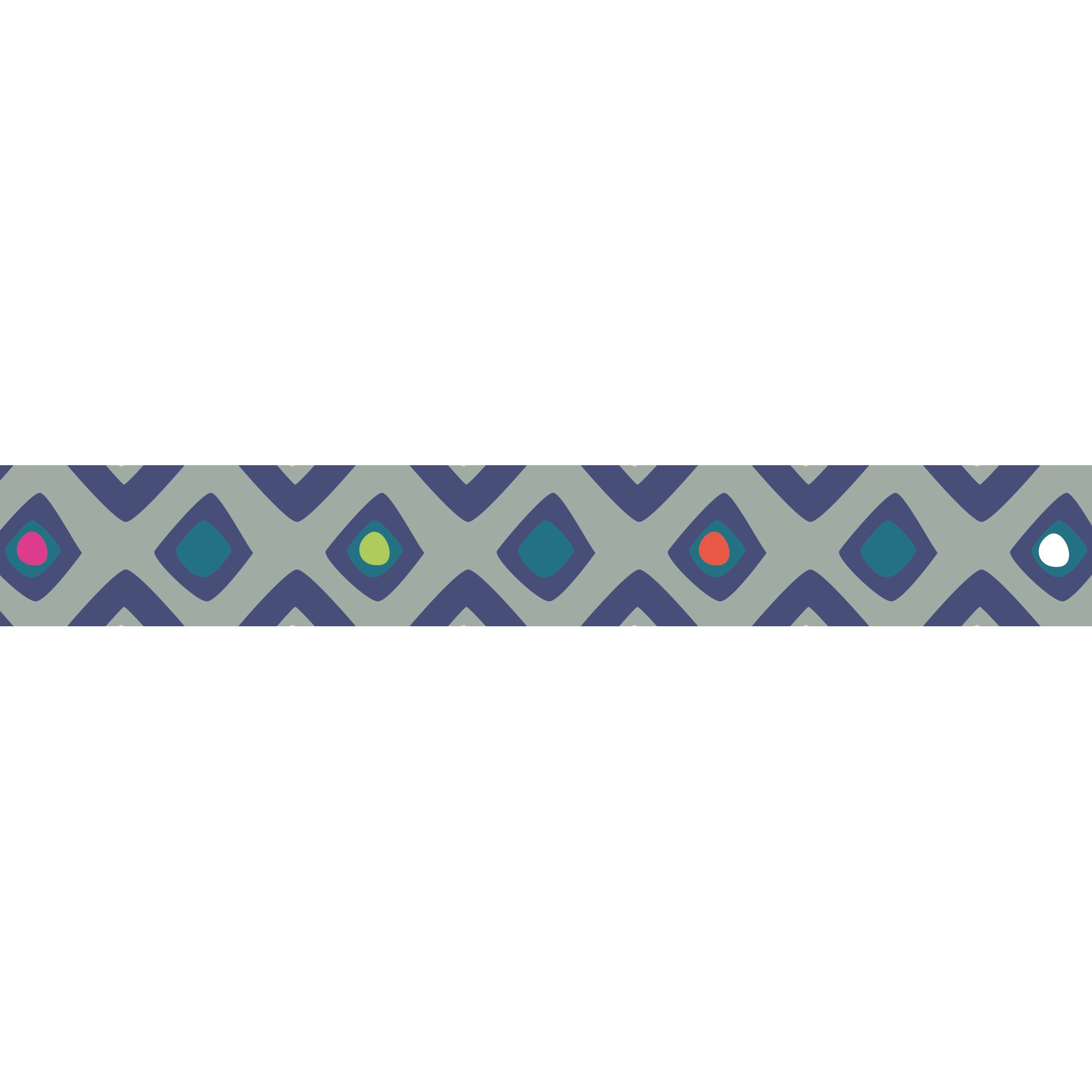 Pegatina de frecuencia adhesiva decorativa, friso adhesivo tribal azul con patrón gráfico y diamante, 5 cm x 300 cm - 2
