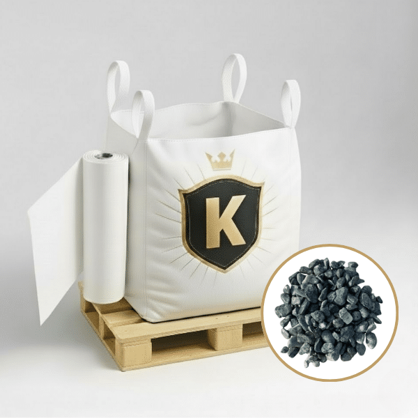 KIT Galets vert + géotextile = 1 Big Bag Galet Vert de marbre 15/25 1.5T [environ 20m2 sur 5cm d'épaisseur] + 1 géotextile 25m2 - Livraison PREMIUM