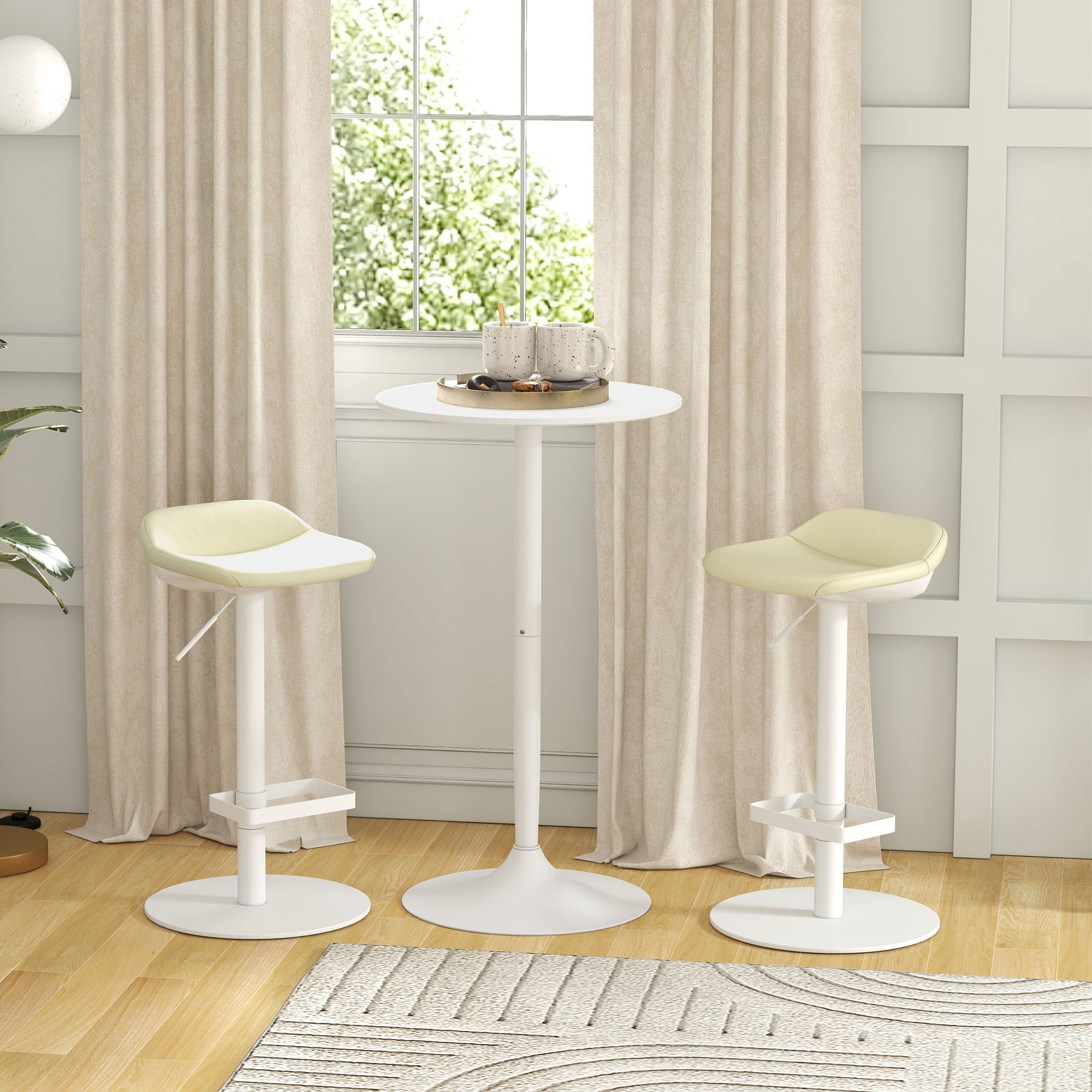 Homcom Mesa De Bar Mdf, Acero 60X60x102 Cm Blanco , Leroy Merlin