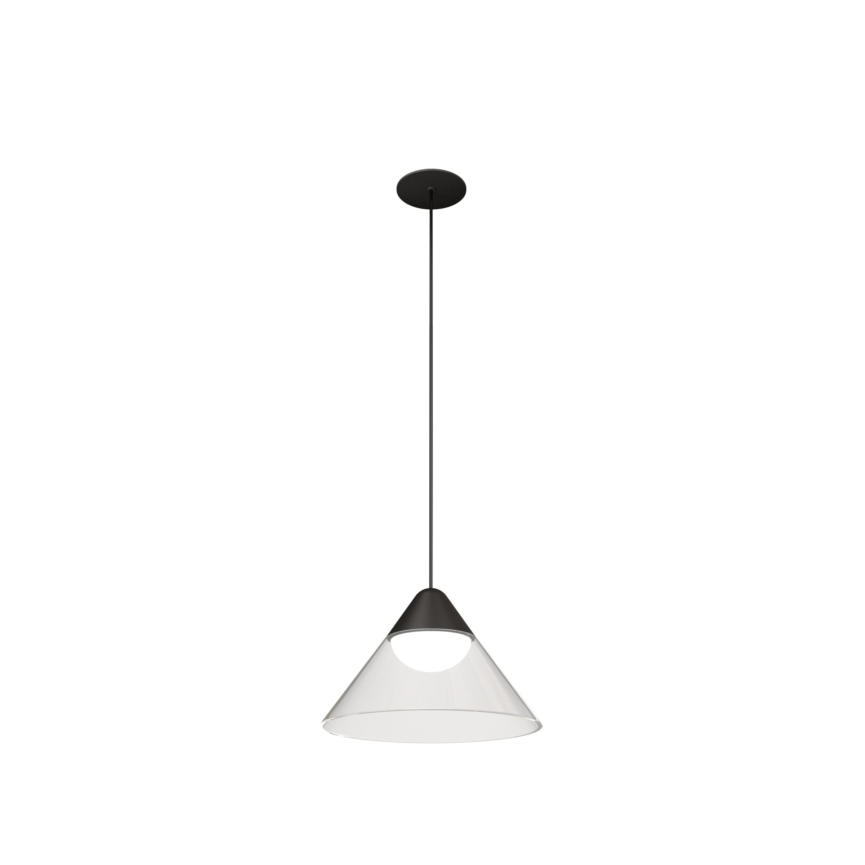 Lampă suspendată Ark LED de Beneito & Faure, 6W, 2700K, 90°, negru/transparent, design conic pentru interioare elegante