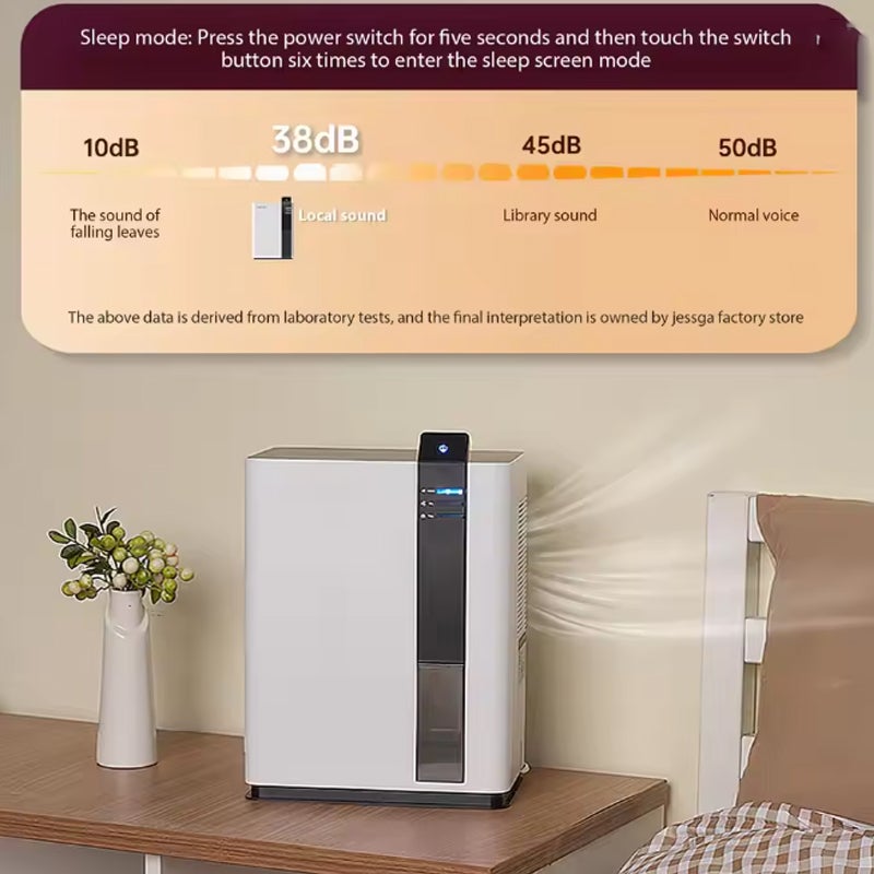 Déshumidificateur puissant et silencieux 40 m², 38 dB, design compact blanc avec contrôle intelligent et faible consommation d’énergie - 6