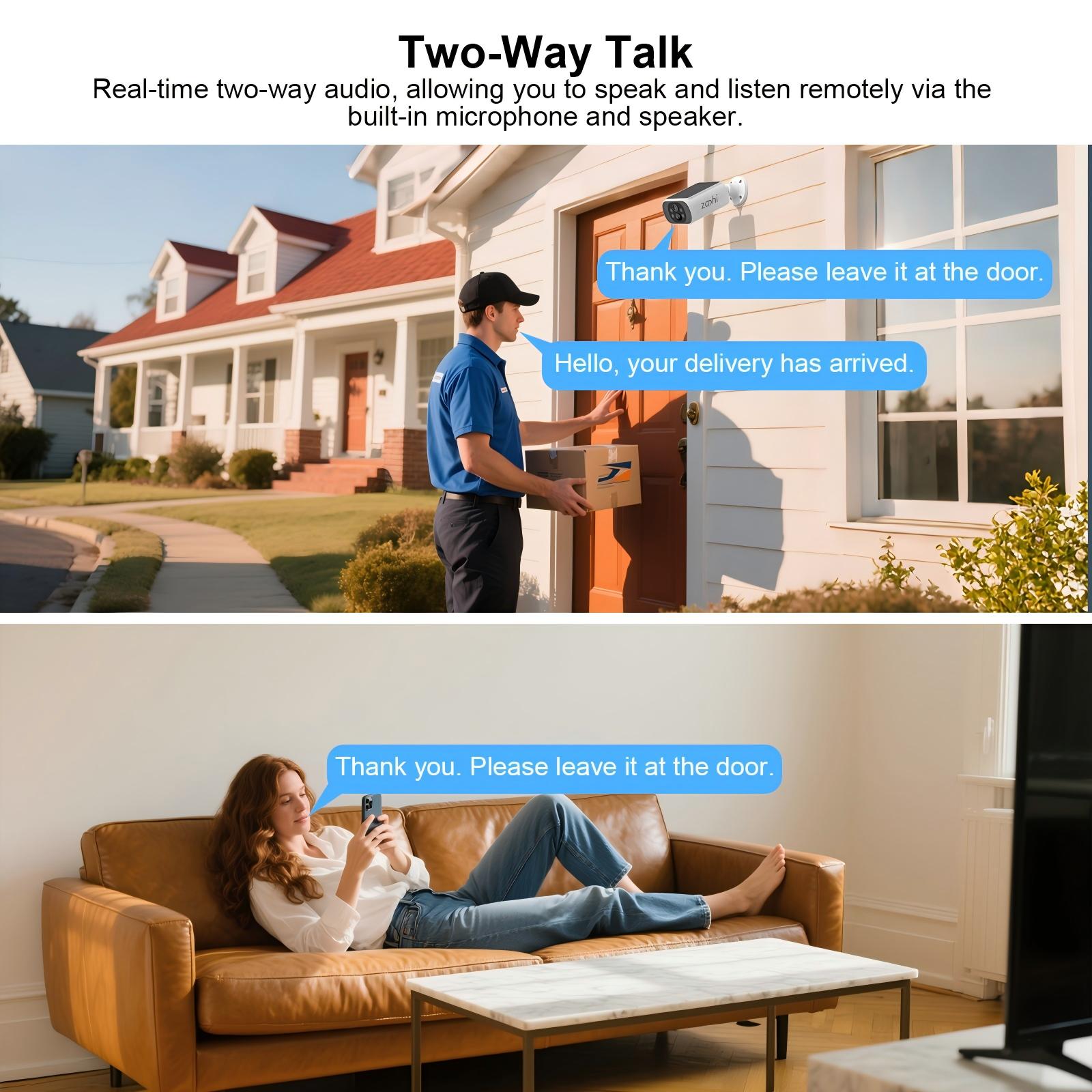 Lot de 2 caméras de surveillance sans fil d'extérieur, à énergie solaire, Wi-Fi double bande, vision nocturne couleur ZOOHI C3 - 9