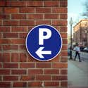 Panneau Parking Flèche À Gauche Aluminium 2 Mm Diam. 300 Mm - Signalisation Prépercée Avec Kit Fixation Fabrication Française