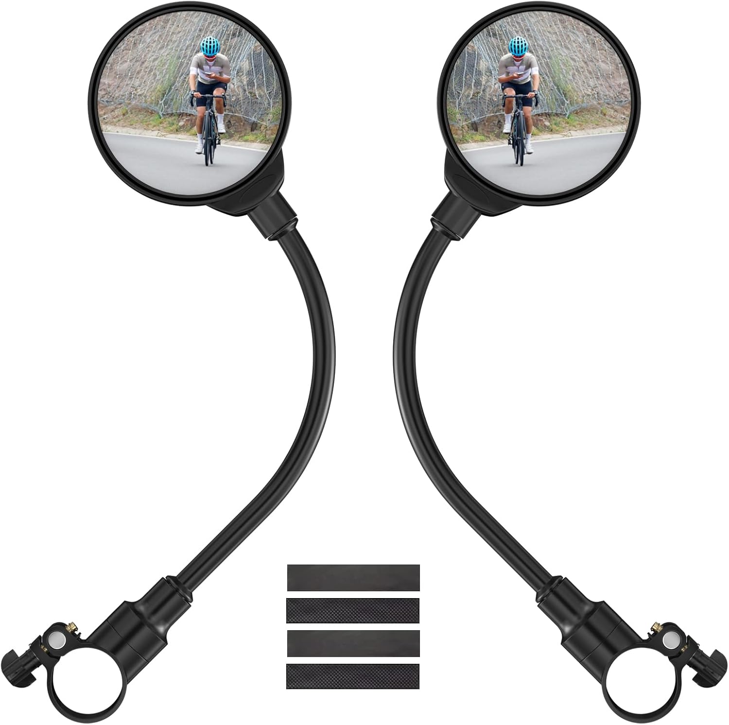ZYEKIU Lot De 2 Rétroviseurs Vélo 360° Rotatifs – Grand Angle HD – Réglables Pour Vélo, VTT, Vélo Électrique, Trottinette, Moto (Noir)