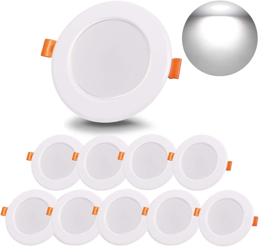 Wpuszczany reftor LED 9W, wodoodporny, wpuszczany w sufit, żarówka halogenowa 6000K o chłodnej białej barwie światła, idealny do łazienki, kuchni,