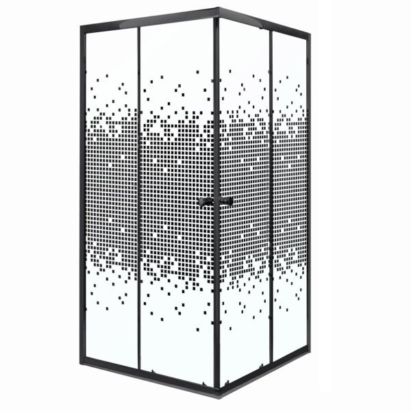 Kabina prysznicowa kwadratowa Pixel SQ BLACK 90 czarna kratka Kerra
