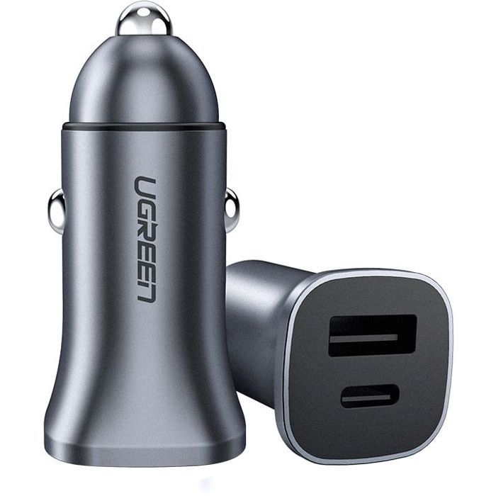 Ugreen Cargador De Coche, 1 Usb-C + 1 Usb-A, 30W, Gris , Leroy Merlin
