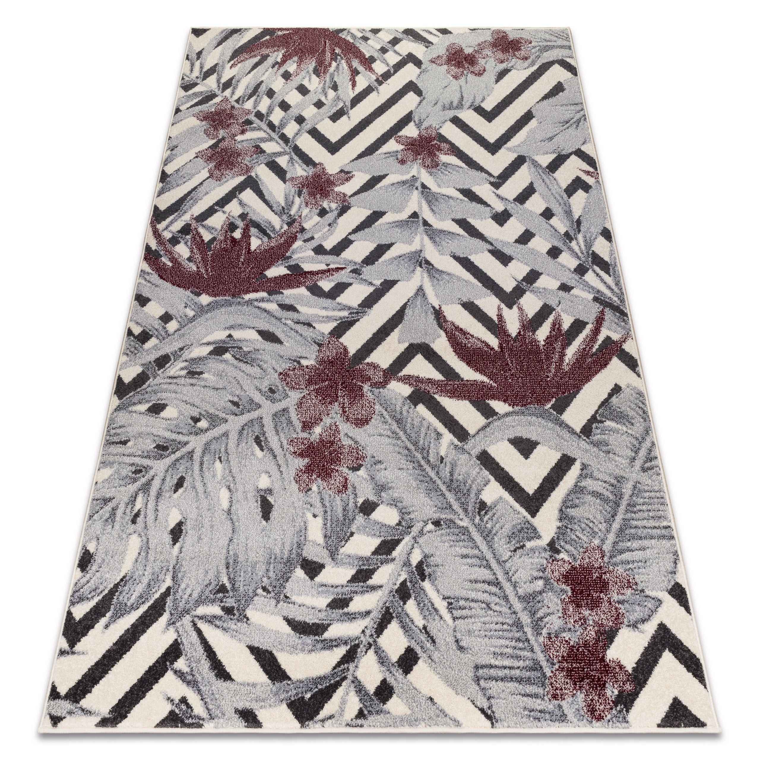 Dywan HEOS 78540 krem / bordo LIŚCIE DŻUNGLA 120x170 cm