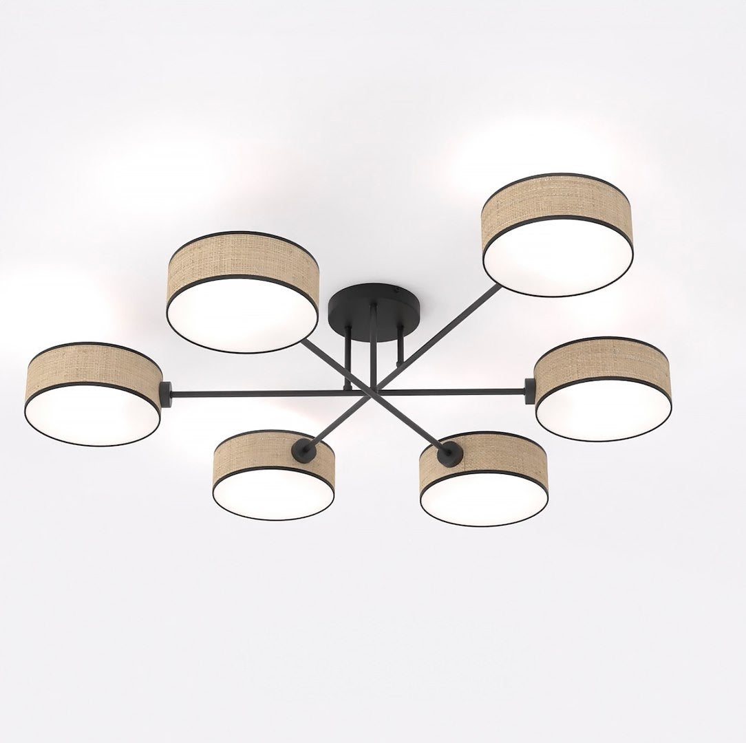 Lampa wisząca MAGA czarno-brązowa 6xE14x15W tkanina wym:22x105x86cm IP20 Emibig