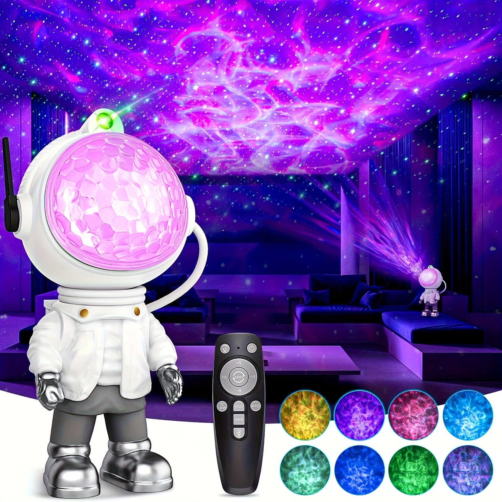 Lampka nocna projekcyjna z motywem rozgwieżdżonego nieba, domowa lampka LED projekcyjna, lampka projekcyjna astronauty z rozgwieżdżonym niebem