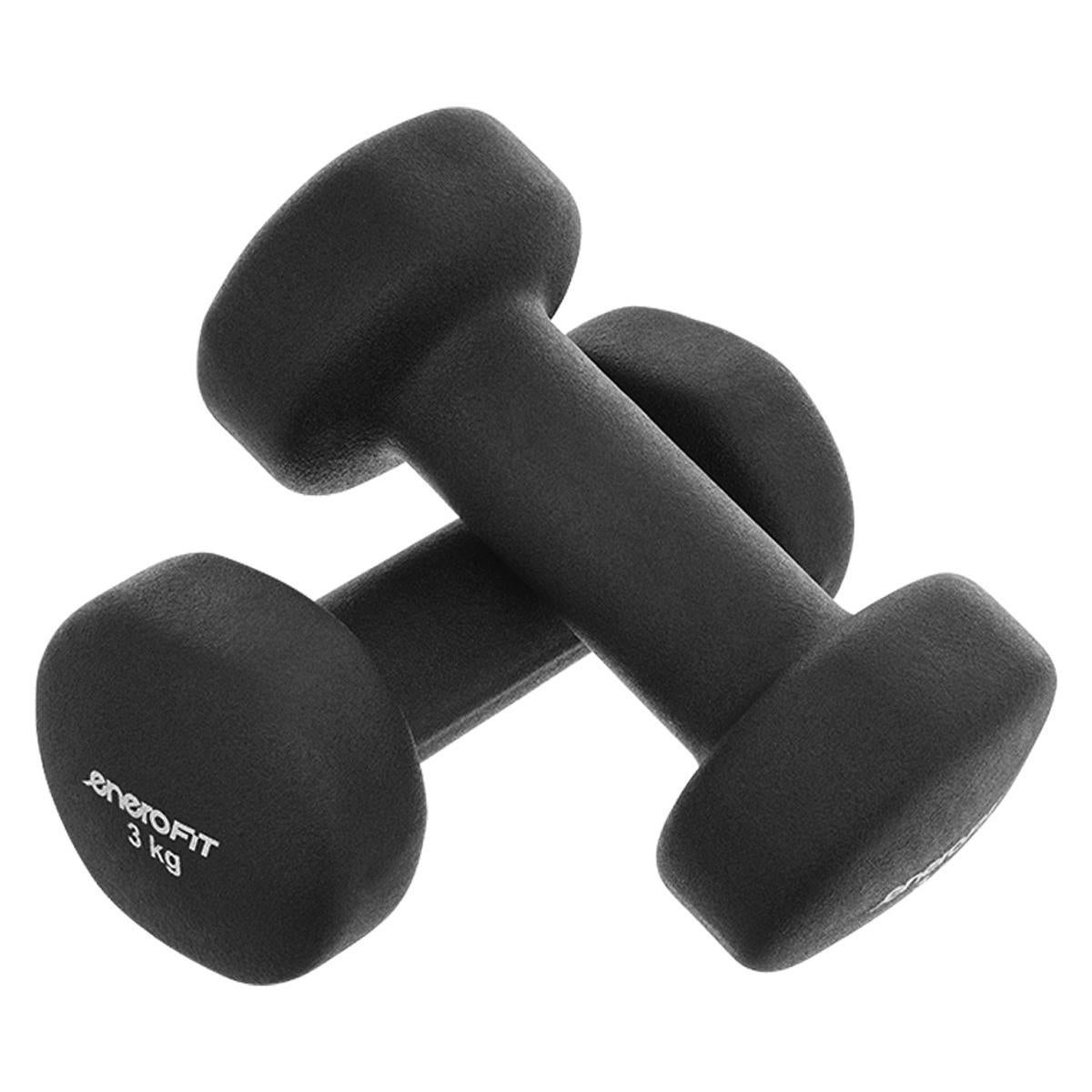 Zestaw żeliwnych hantli pokrytych neoprenem 2x3 kg Enero Fit czarny