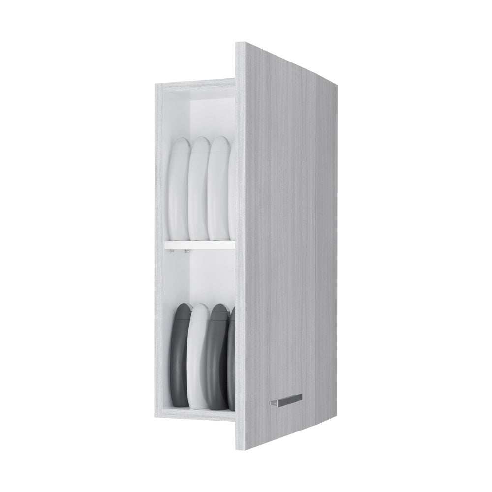 Armoire de toilette murale H 69,5 cm en bois gris avec porte réversible - 4