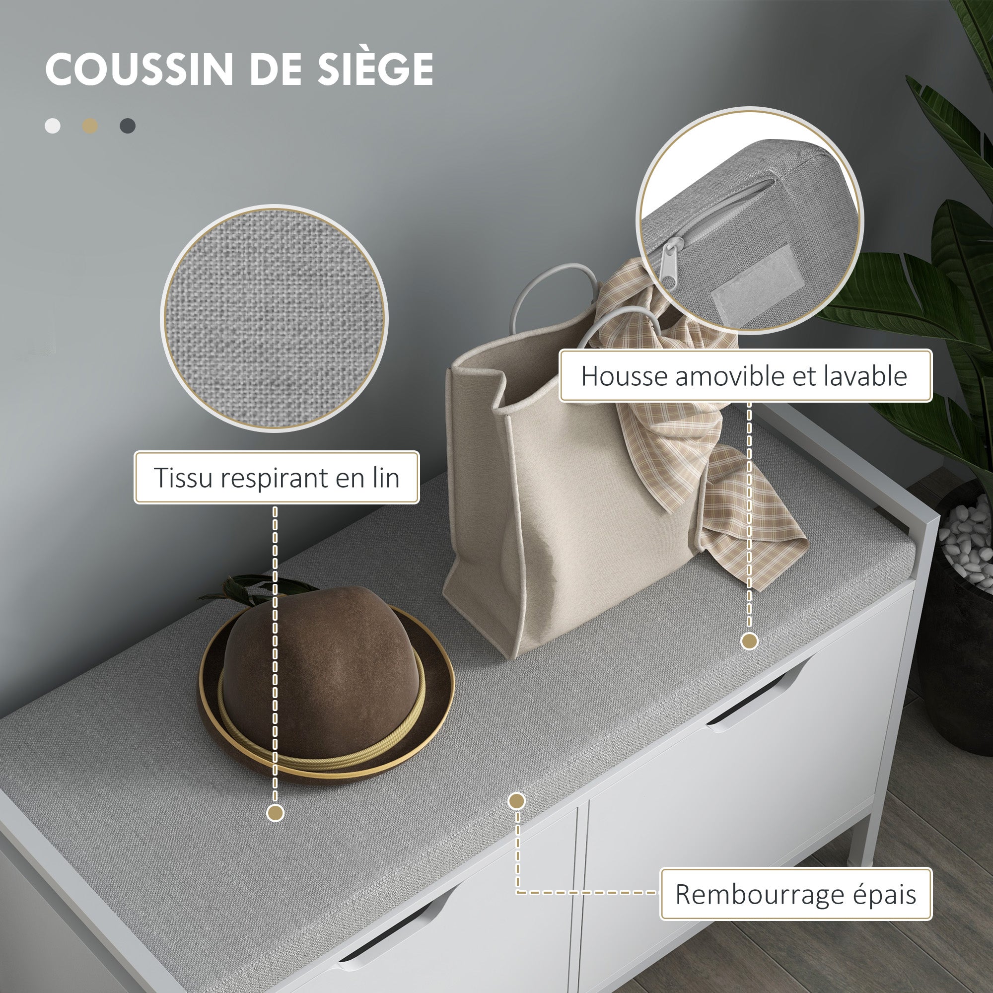 Banc à chaussures aggloméré 2 places HOMCOM - 5