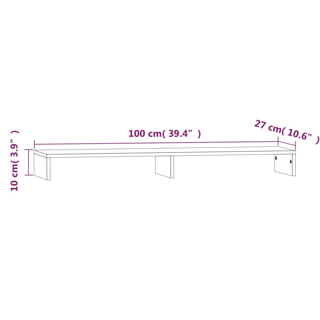 Supporto per monitor 100 x 27 x 10 cm legno massello di pino 02_0004436 - 4