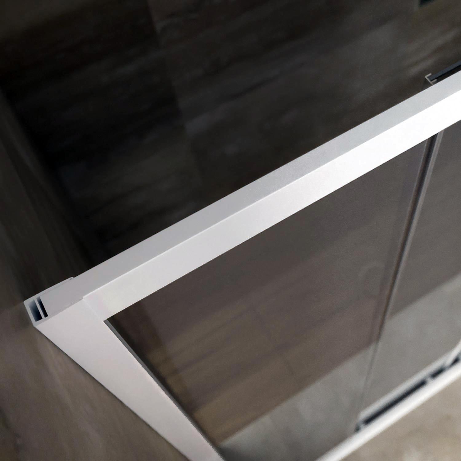Porte de Douche en PVC 110 CM H200 Transparent mod. Glax Porte Unique Profil Blanc - 3