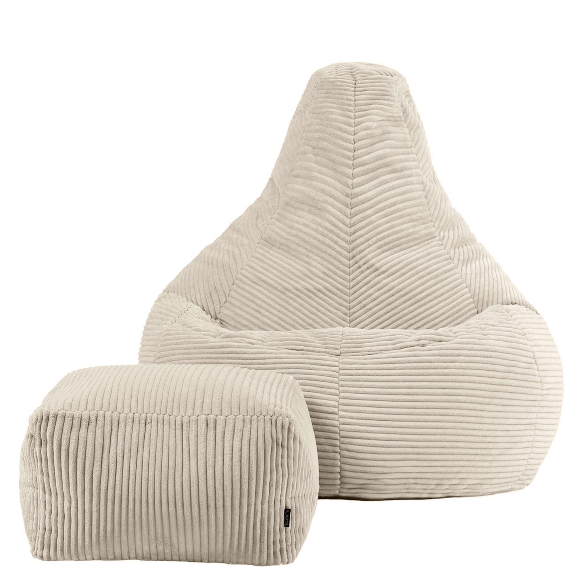 Pouf Icon à dossier haut avec repose-pied carré velours côtelé beige galet, 84x84cm, Made in Allemagne, Oeko-Tex® - 4