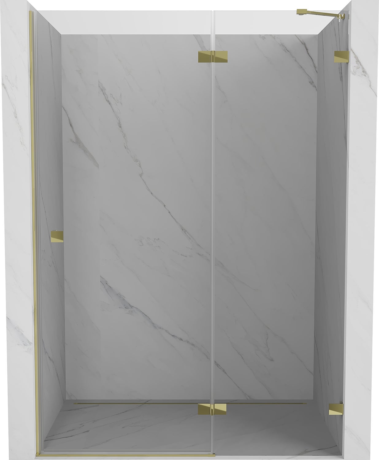 Mexen Lunar drzwi prysznicowe uchylne prawe 135 cm, transparent, złote - 834-135-000-50-00-P