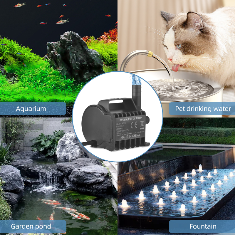 Mini pompe à eau 12V, débit de 550 L/h, hauteur de 2 mètres, interface CC，Pour aquariums, bassins et aquariums - 7