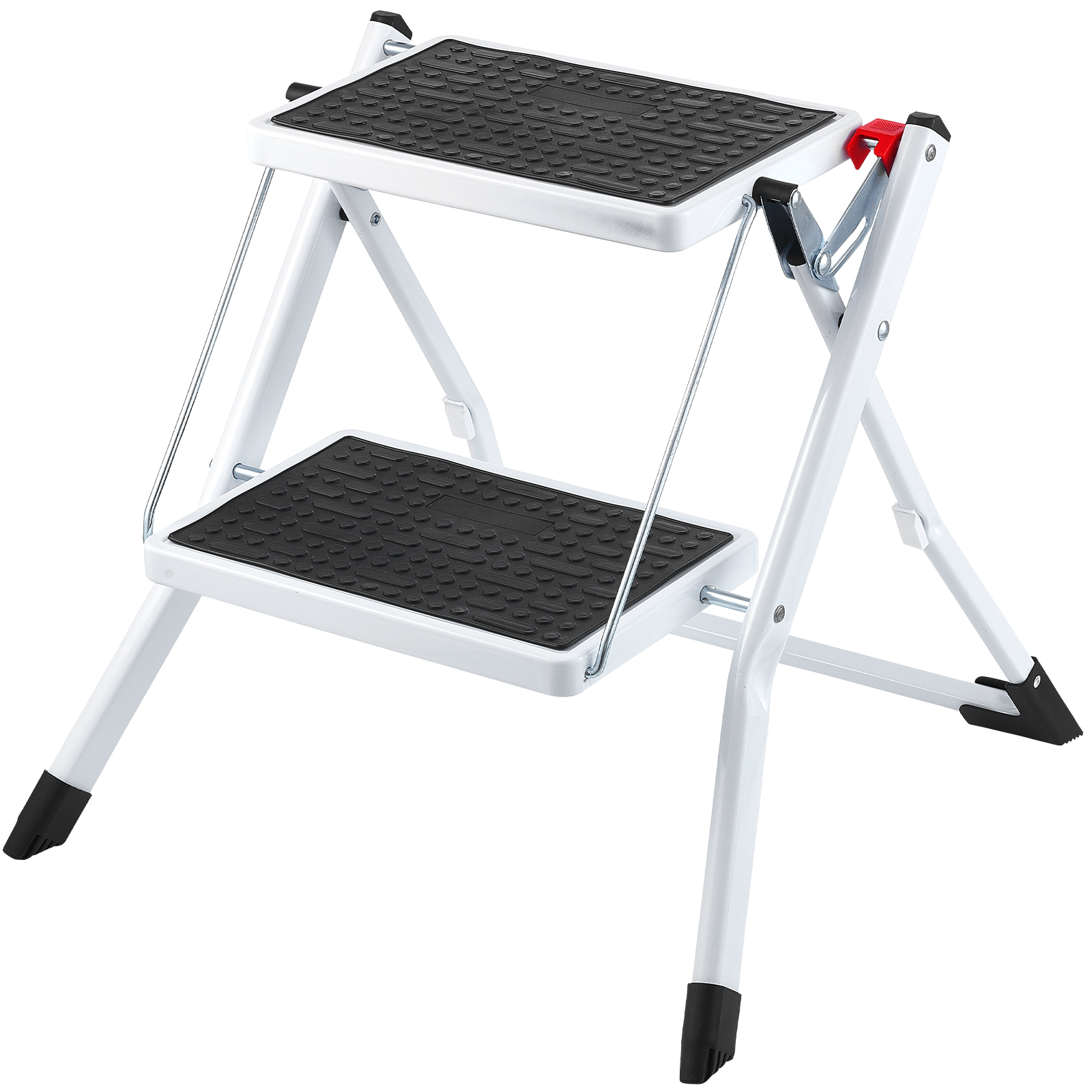 Drabina domowa 500x480x450mm składana drabina ze stali drabina 2-stopniowa drabina 150kg nośność 150kg składana drabina dwustopniowa drabina kuc VEVOR