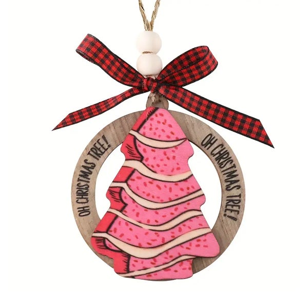 1 pezzo di decorazioni rosa fai da te per l'albero di Natale, ciondolo con fiocco di Natale, ciondolo, decorazione per feste, decorazione natalizia - 5