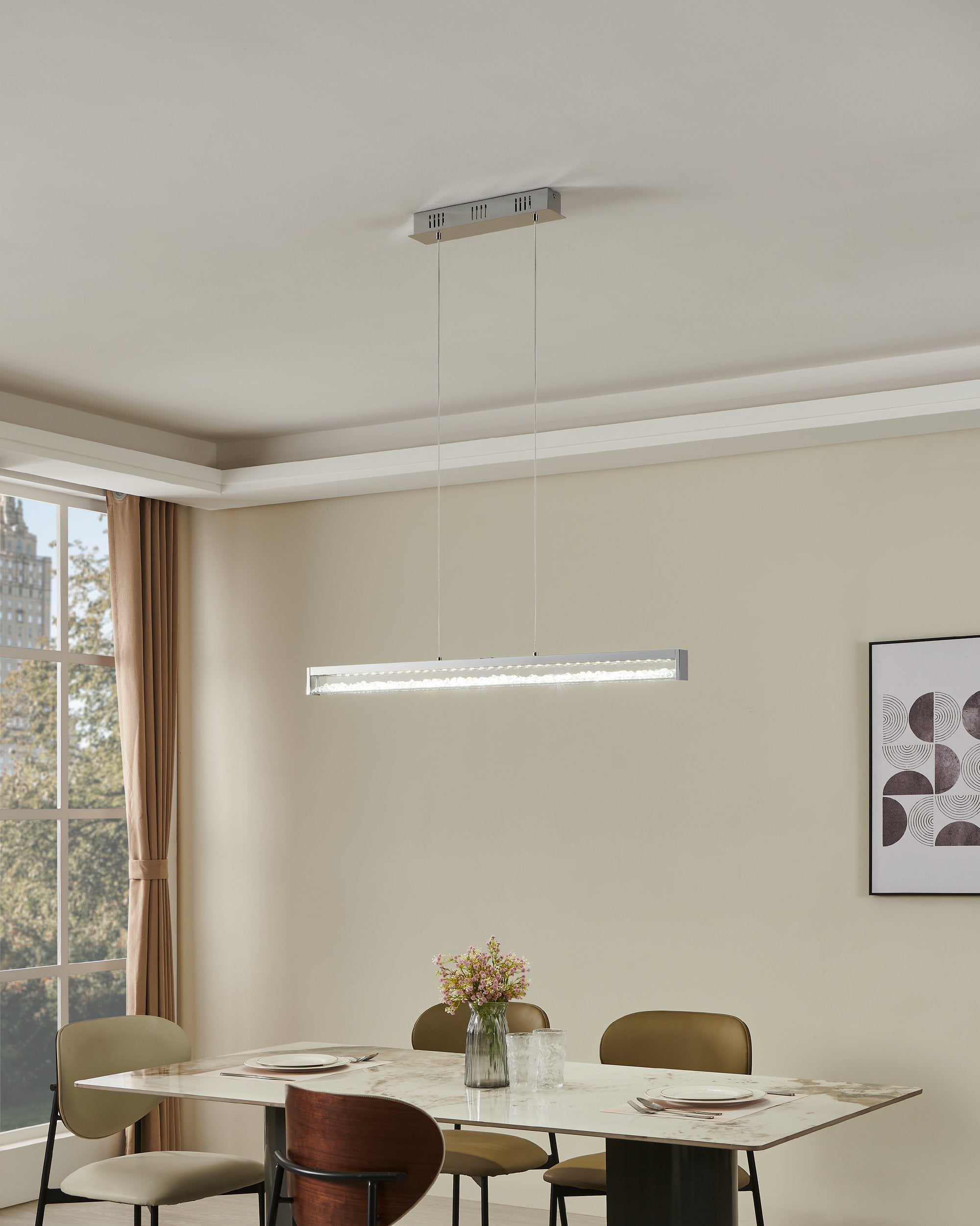 Suspension CARDITO 1 LED 6X6W en aluminium et acier chrome 1000x80x1100mm - 4