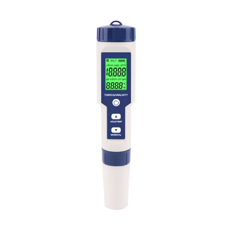 Tester zasolenia basenu, 5 w 1 cyfrowy tester zasolenia wody morskiej, wodoodporny zestaw testowy IP67