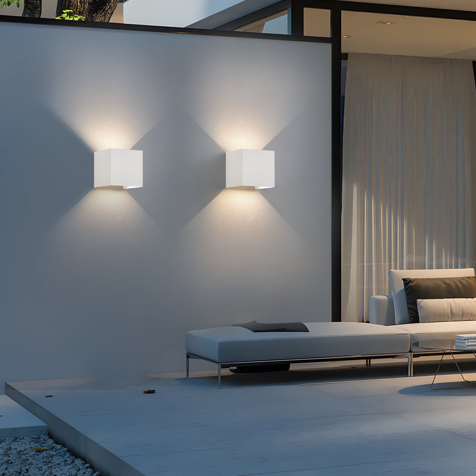 NETTLIFE Candeeiro de parede LED Pack 4 5W Exterior Interior Branca IP65 Ajustável 230V 3000K - 8