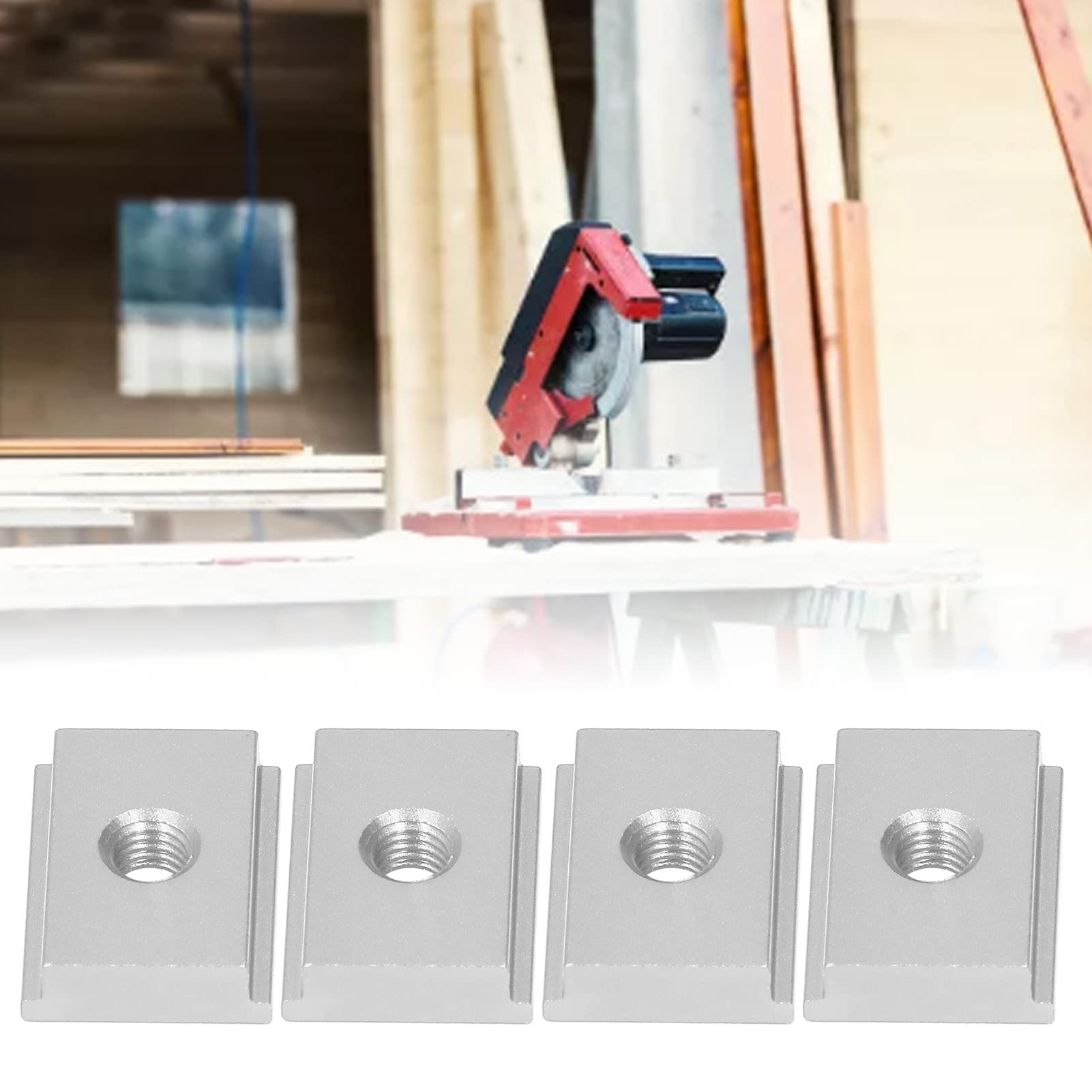 4 Tuercas Ranura T M8 - Aleación Aluminio, Galvanizadas, Para Sierra Mesa