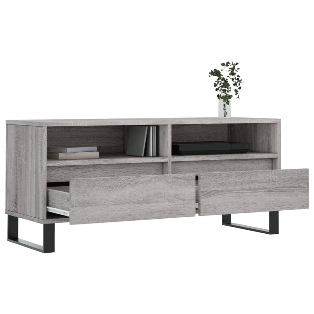 Meuble TV sonoma gris 100x34,5x44,5 bois d'ingénierie - 4