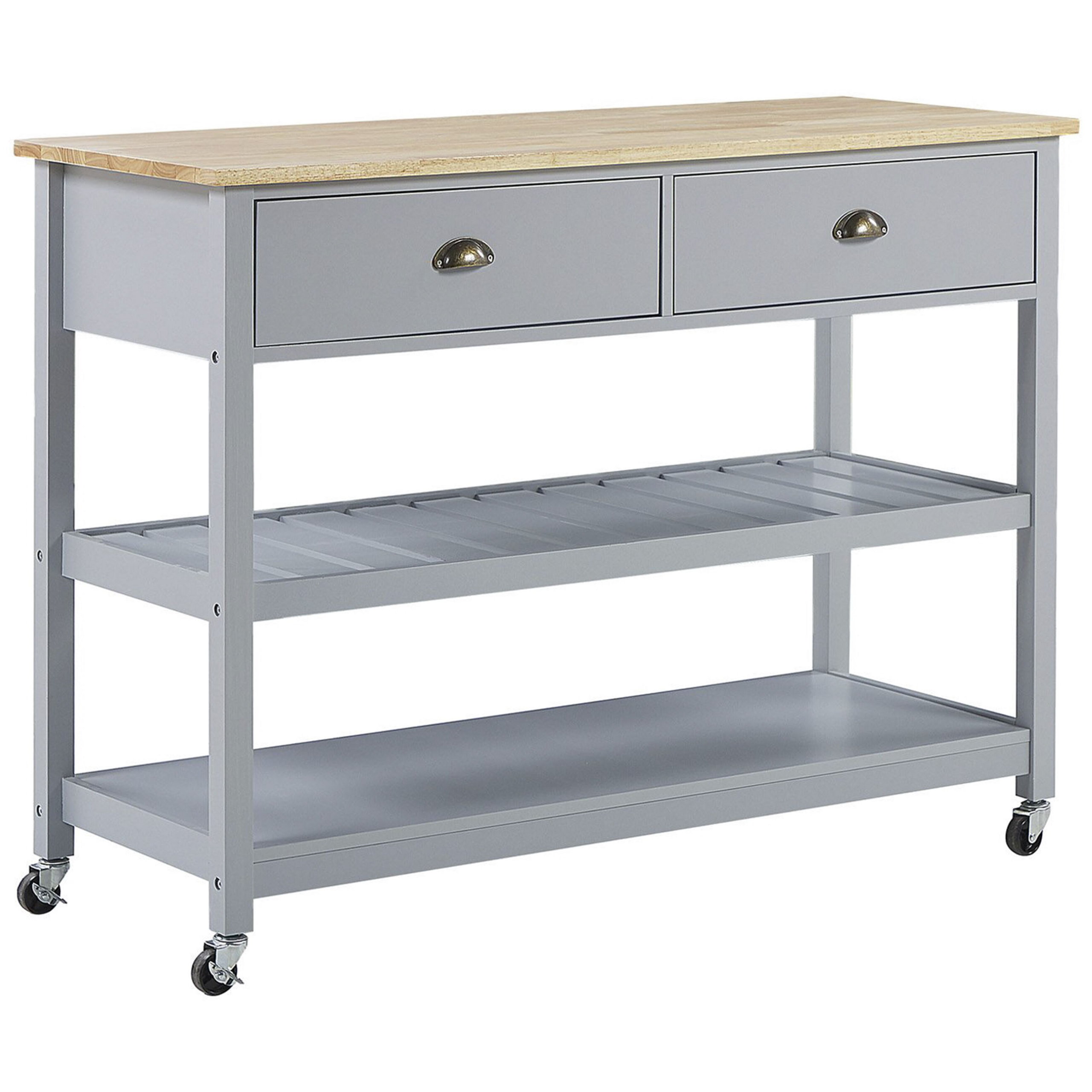 Beliani carrito de cocina navarino madera gris