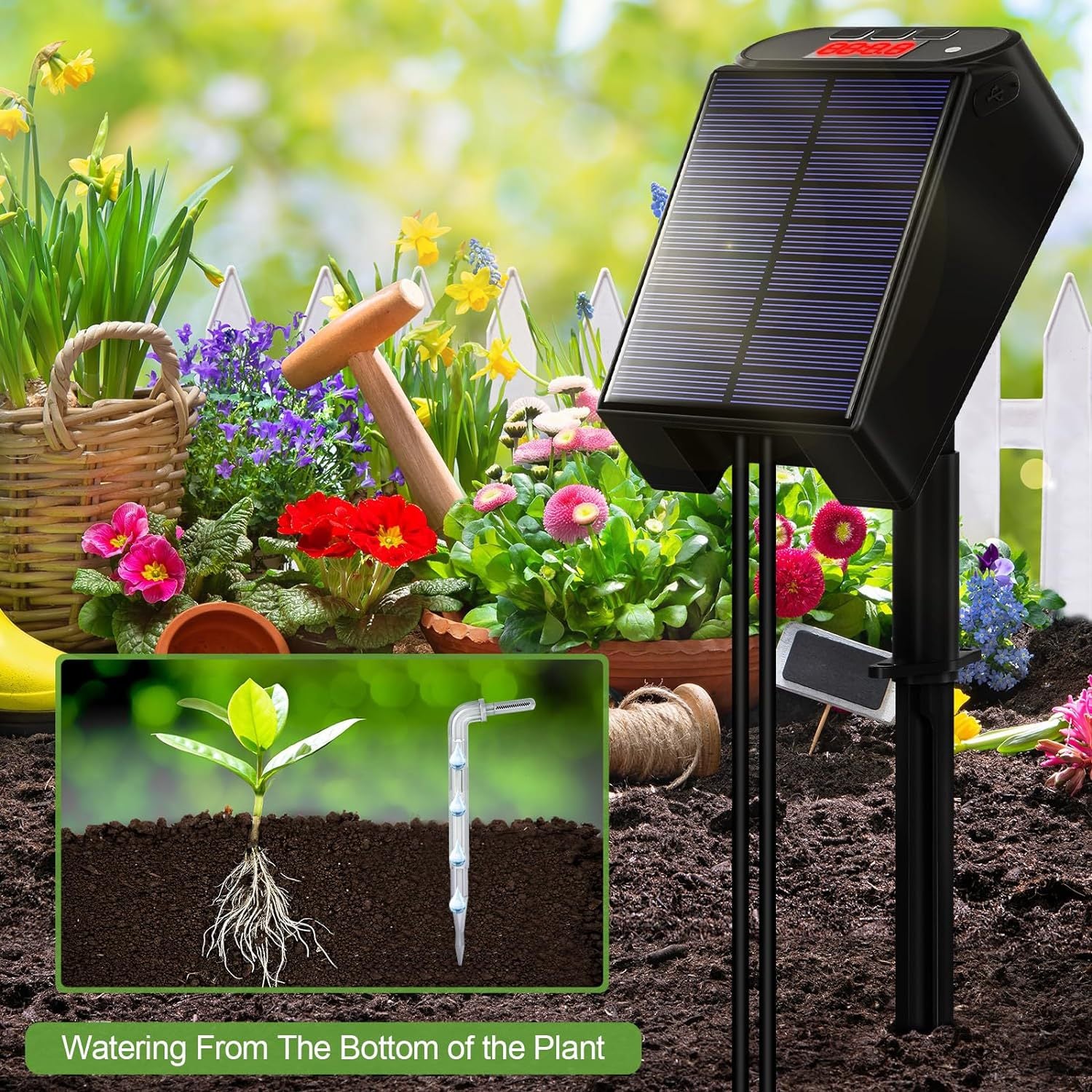 Système d'irrigation goutte à goutte solaire, kit d'arrosage automatique pour 10 pots, arrosage solaire des plantes - 4