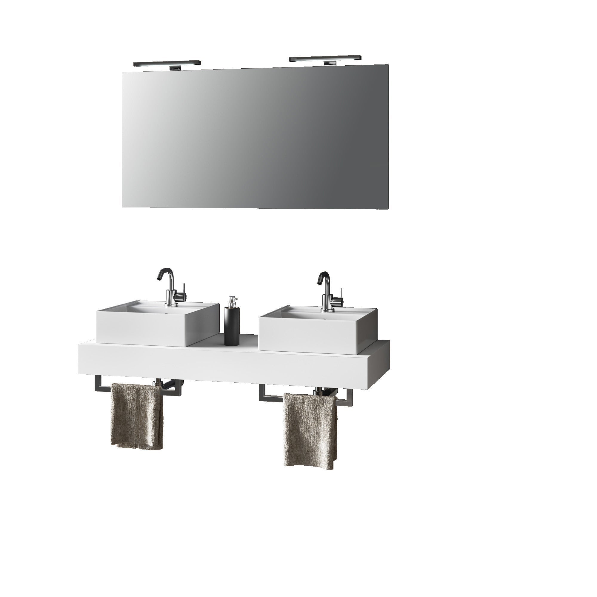 Composición de lavabo doble astra blanco de 8 piezas