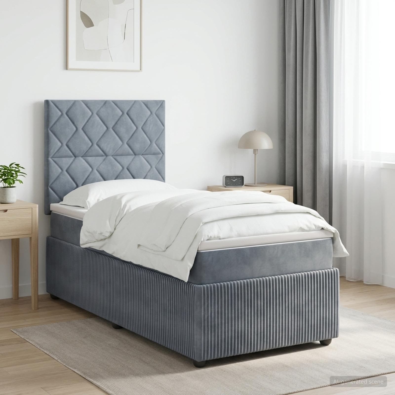 Cama box spring con colchón Gris oscuro 90 x 190 cm Terciopelo | Leroy ...