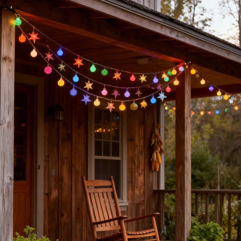 Catena luminosa a risparmio energetico solare da 7 m con 50 LED - Luci colorate per decorazioni da festa/natalizie per interni/esterni - 7