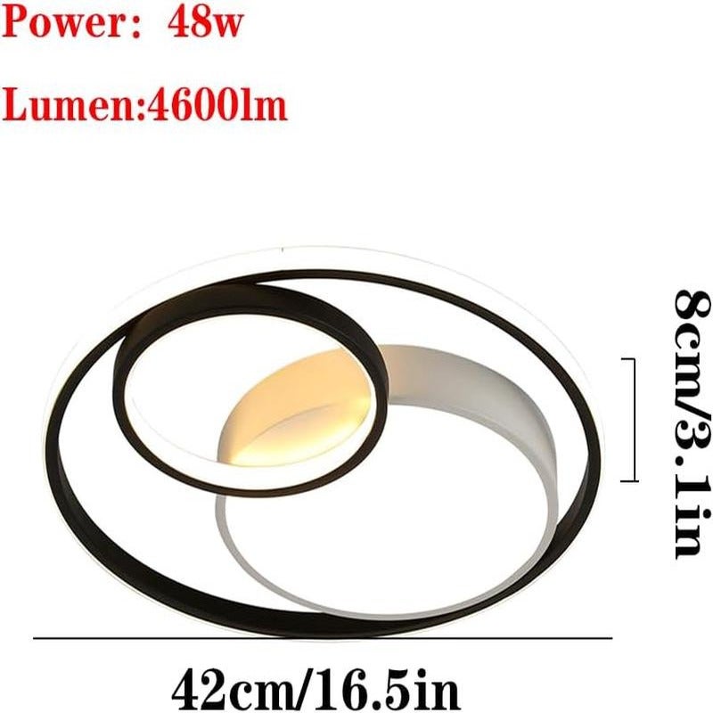 Modern round black and white dimmable 3-color LED ceiling light for ...