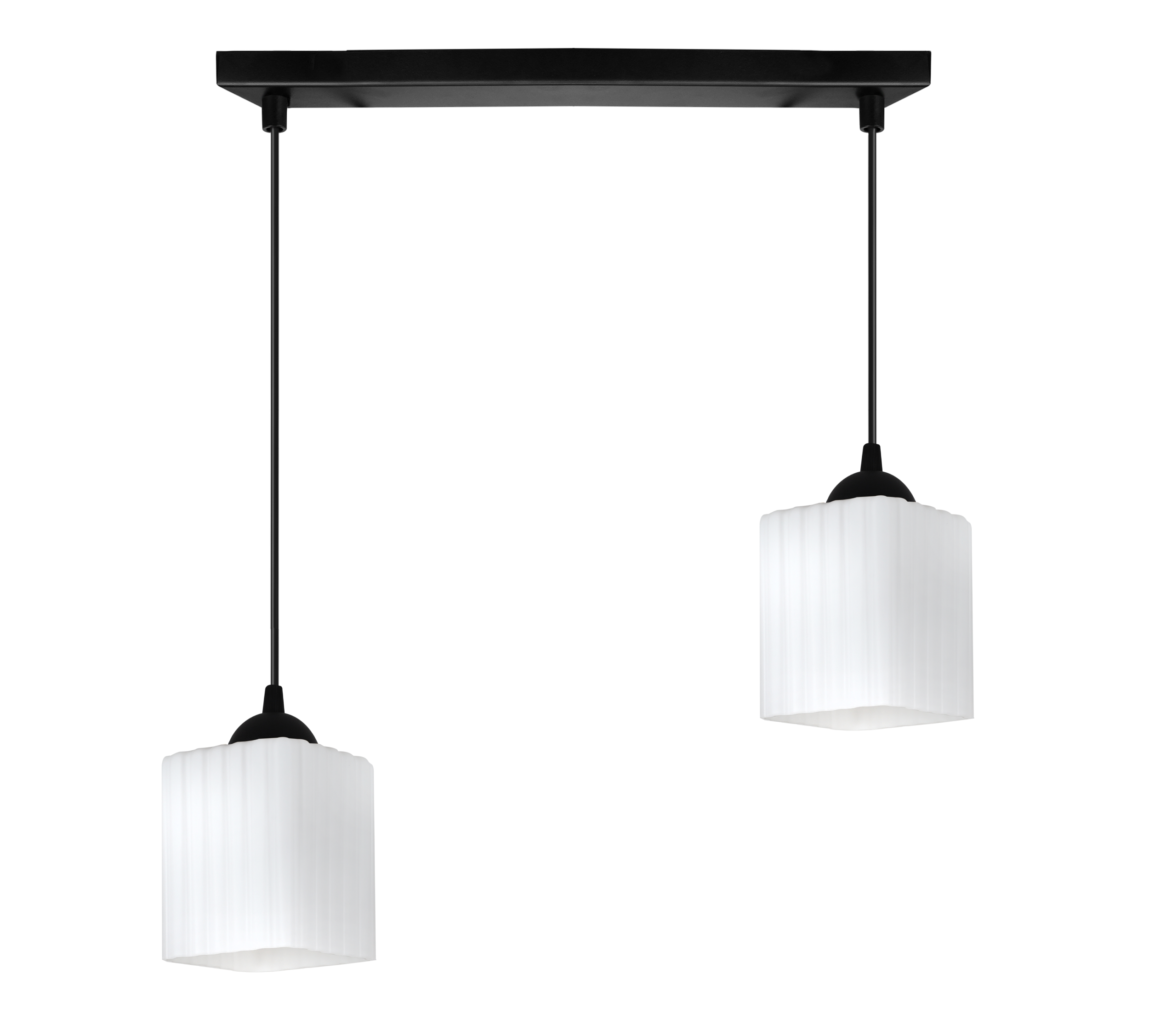 Suspension horizontale Riffle Loft, abat-jour cube blanc 2xE27, Light ...