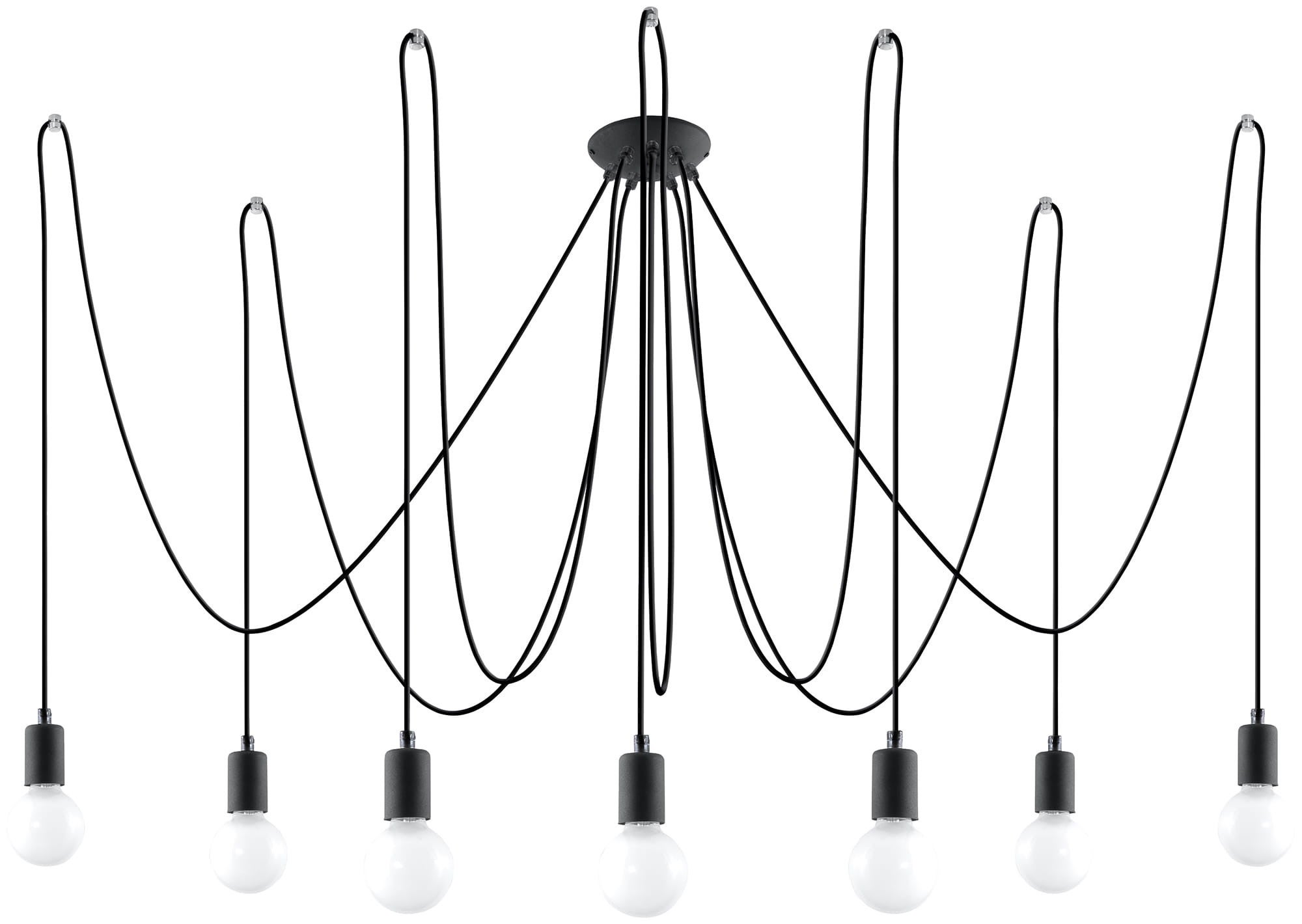Lampa wisząca Edison czarna 7xE27x60W wym: 300 x 600 x 600 cm metal Sollux Lighting