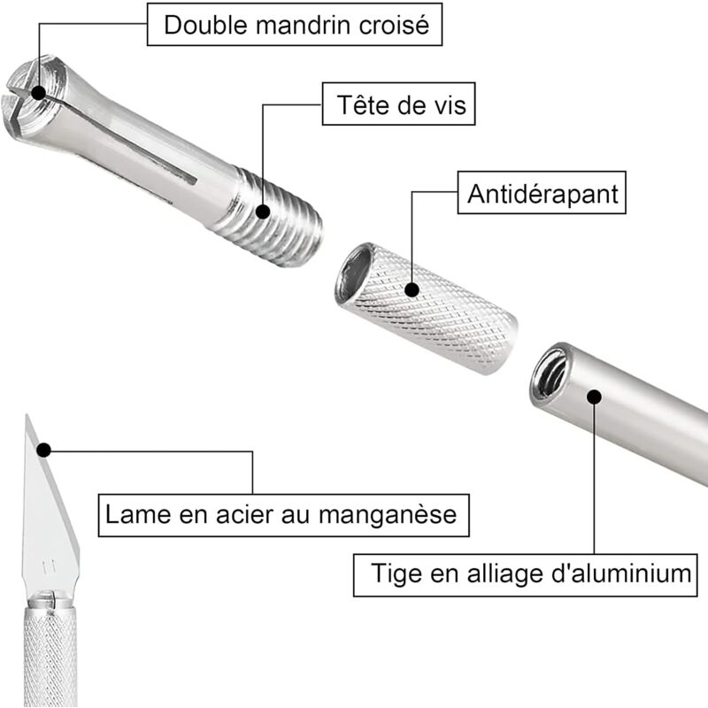 Precision Cutter 2 Scalpel avec 42 lames, Cutter de Précision Couteau pour Découpe de Travail d'art Bricolage - 3