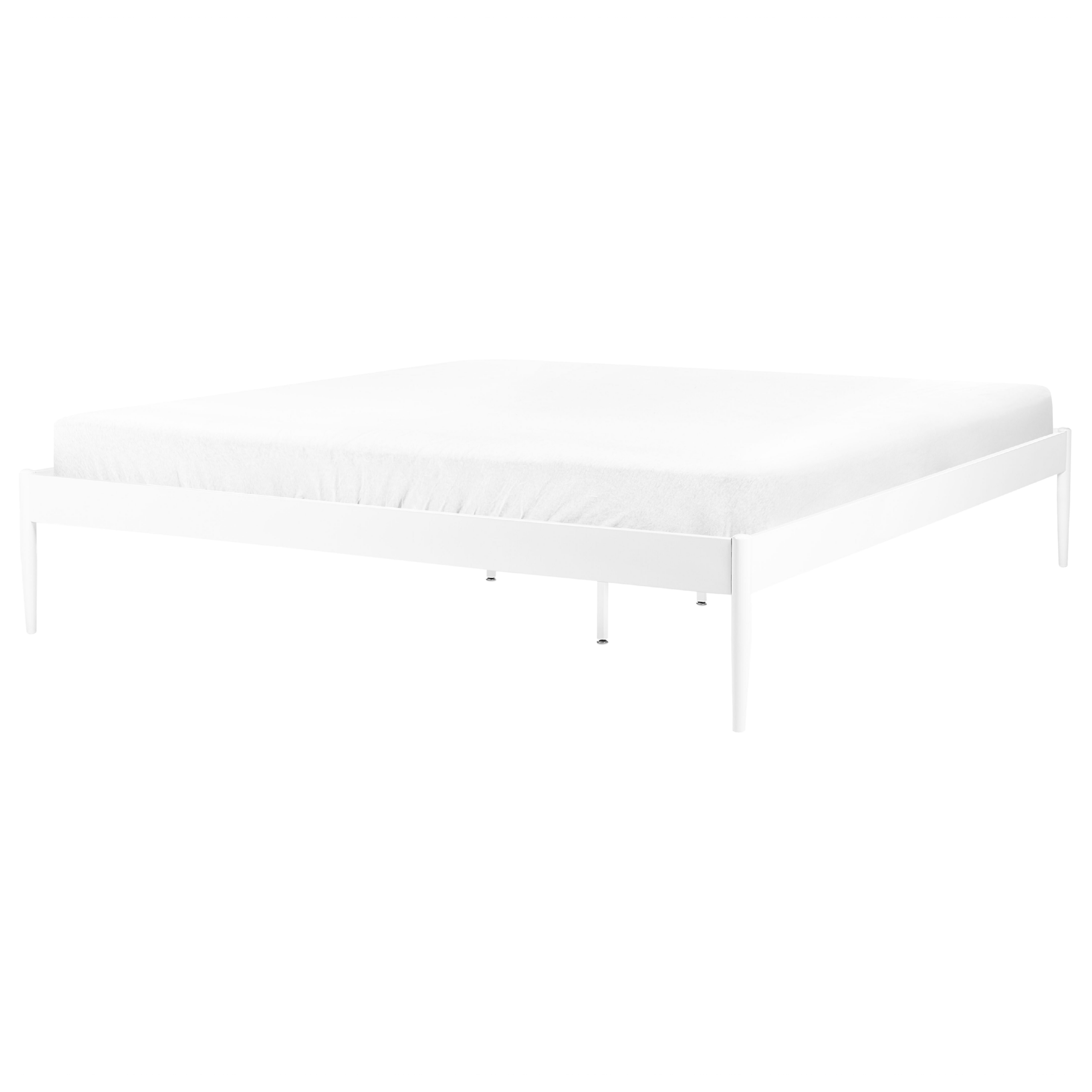 Cama Matrimonial Beliani De Metal Blanco, 140x200 Cm, Con Somier De Láminas, Estilo Retro Moderno