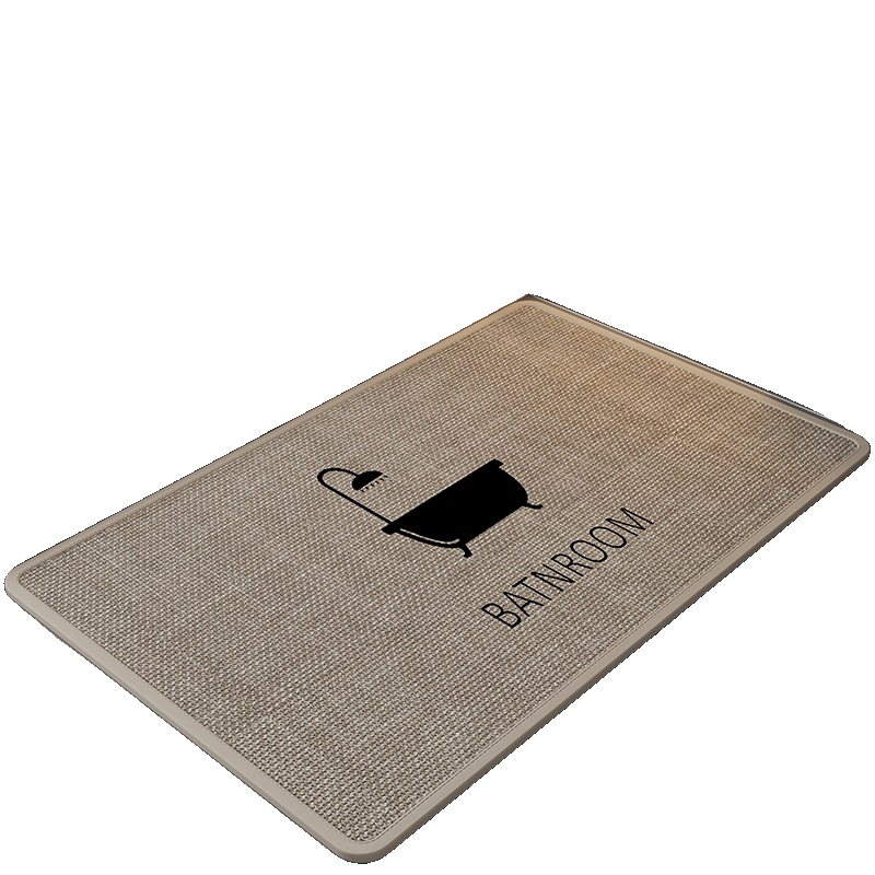 Tapis de salon en lin, tapis de salle de bain, 45 x 70 cm, antidérapant, absorbant, séchage rapide (beige foncé) - 4