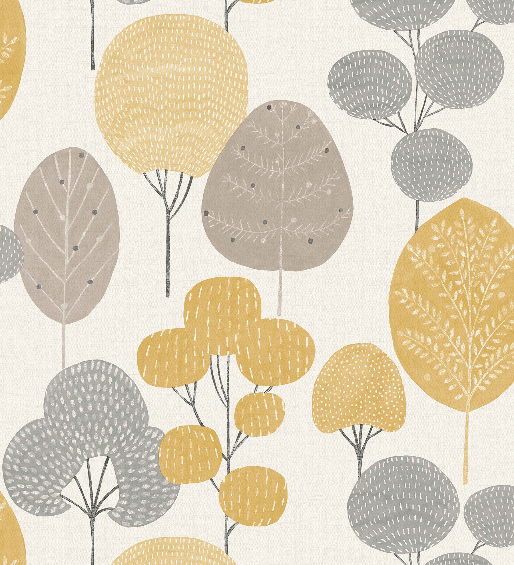 Papier peint lessivable arbres dans la fôret nordique gris et moutarde - Memorial Park 680924 de GAULAN - Rouleaux de 10 m x 0,53 m - 2