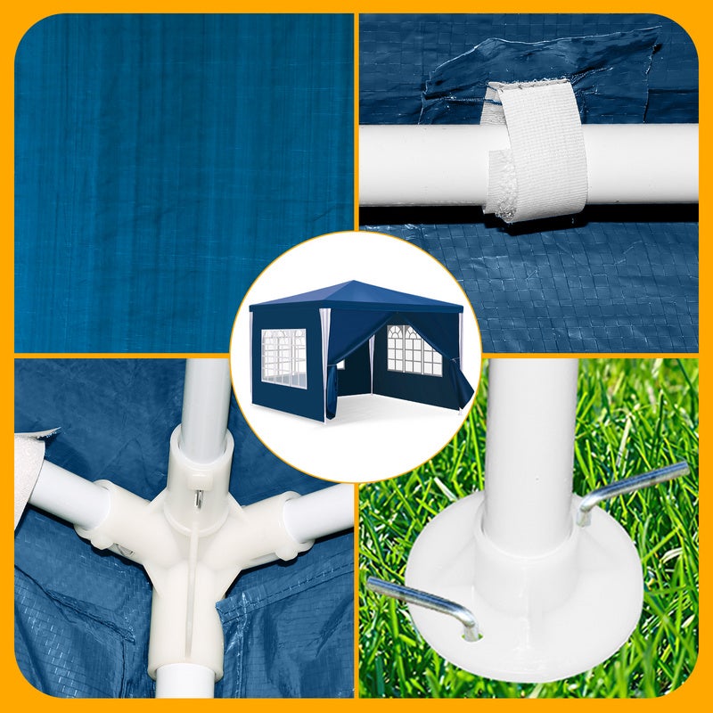 Carpa pabellón de 3 x 3 m, impermeable, para jardín, para fiestas, cerveza, color azul - 3